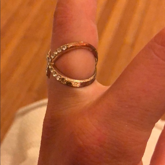 Pave Gold Crystal x ring size 7 - Picture 10 of 14